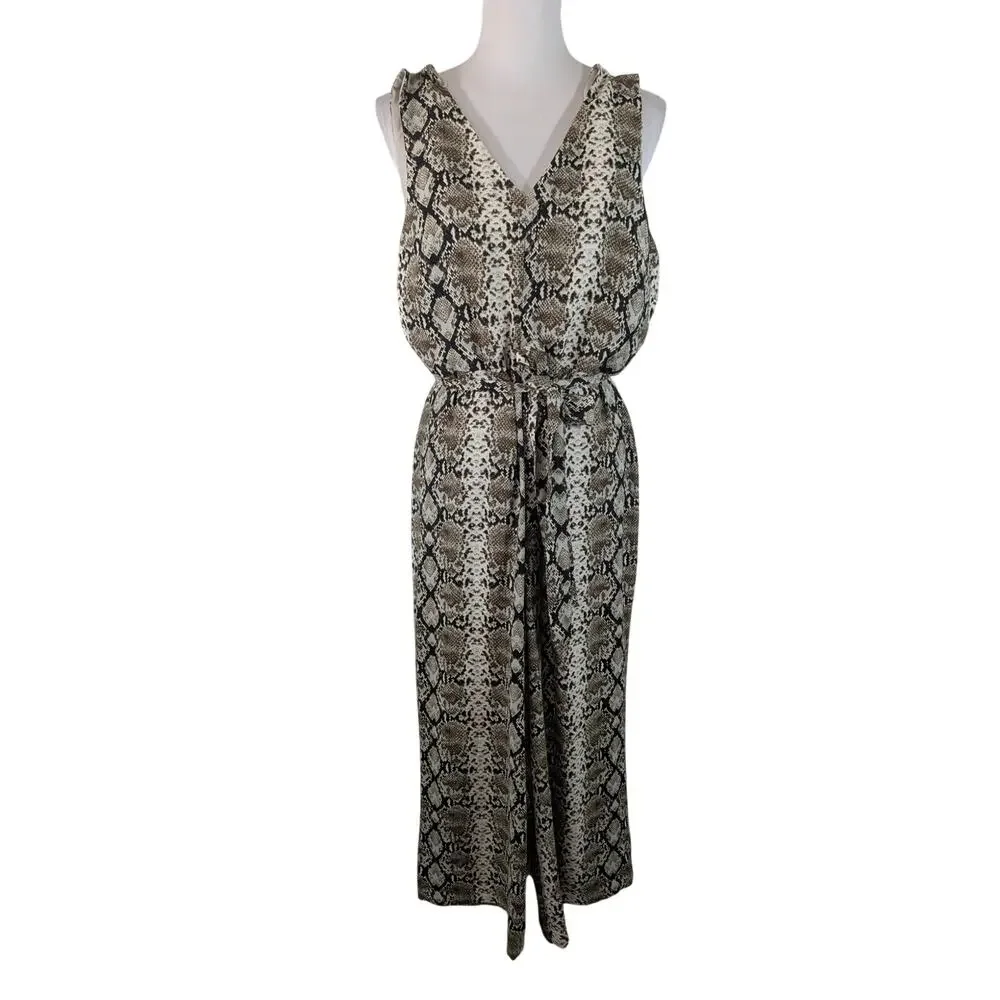 NWT@$149! BANANA REPUBLIC! WHITE, BLACK, BROWN SNAKESKIN PATTERN JUMPSUIT! SZ 6